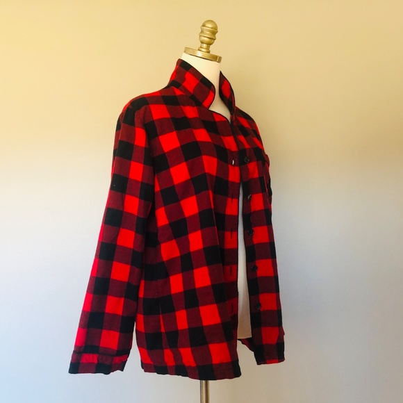 Large Women's Sleep Shirt Red Checks Long Sleeve Wondershop at Target - Picture 7 of 8